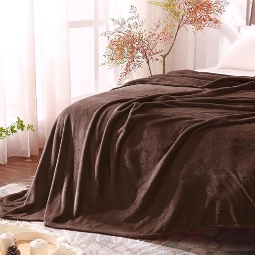 Fleece Blanket Soft Plush Full Bed Blanket Brown 84"x90" (Brown / Full(84"x90"))