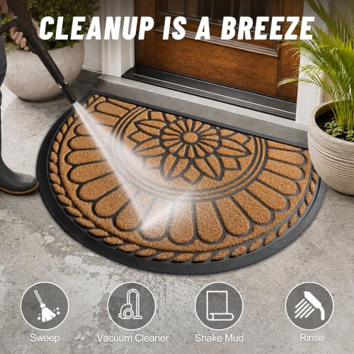 Half Round Door Mat (Yellow / 2'8" x 3'11" (Semicircular))