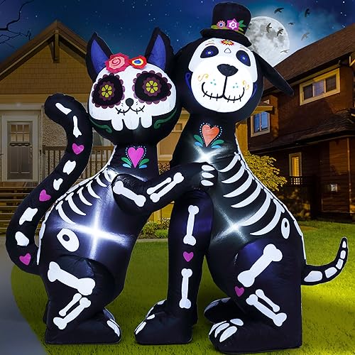 6 FT Halloween Inflatables Skeleton Black Cat and Dog (6 FT Cat & Dog)