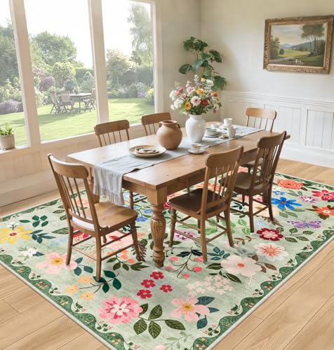 Area Rug Living Room (Green / 5' x 7' (Rectangular))