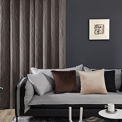 Living Room Curtains 108 Inch Long (Taupe/Wave Dots / 52"W x 108"L (Pack of 2))