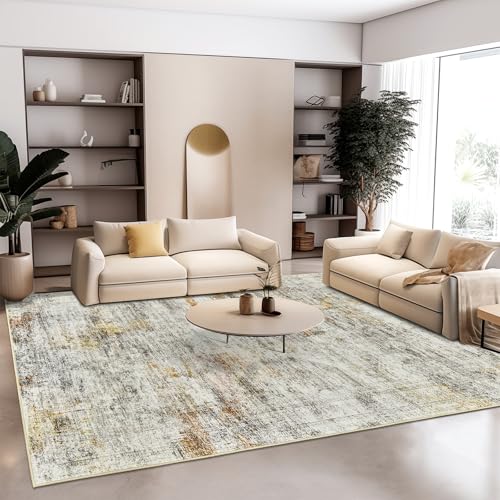 6x9 Area Rug for Living Room Washable Rugs Non (Grey/Rust / 6' x 9' (Rectangular))