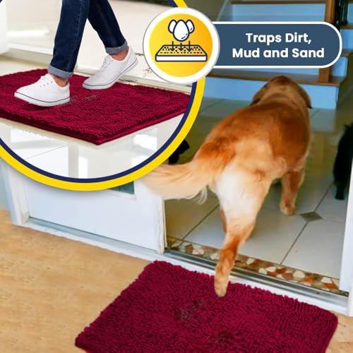 Super Water Absorbent Door Mat Indoor (Maroon / 24" x 60")