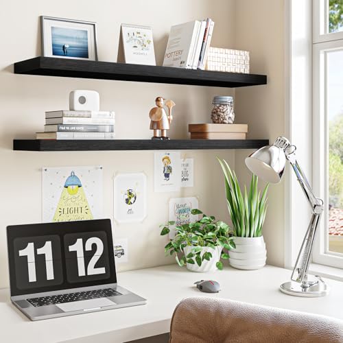 Floating Wall Shelves for Decor (Black / 35in)