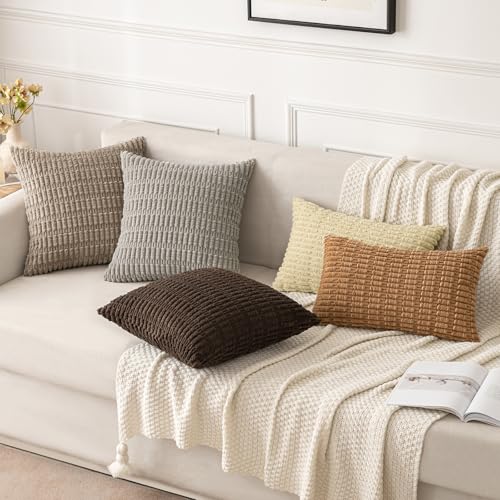 Corduroy Decorative Throw Pillow Covers 20x20 Brown Pack of 2 (Brown / 20" x 20" (Pack of 2))