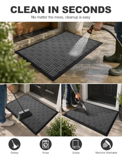 Front Door Mat Outdoor Entrance (Silver Mist / 3' x 5'2" (Rectangular))