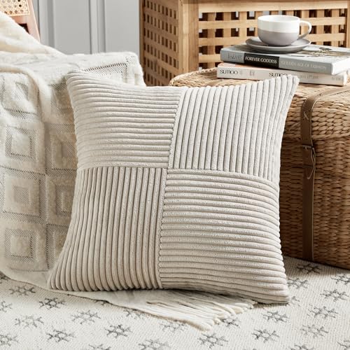 2 Packs Neutral Taupe Decorative Throw Pillow Covers 18x18 Inch for Living Room Couch Sofa (Neutral Taupe / 18" x 18" (Pack of 2))