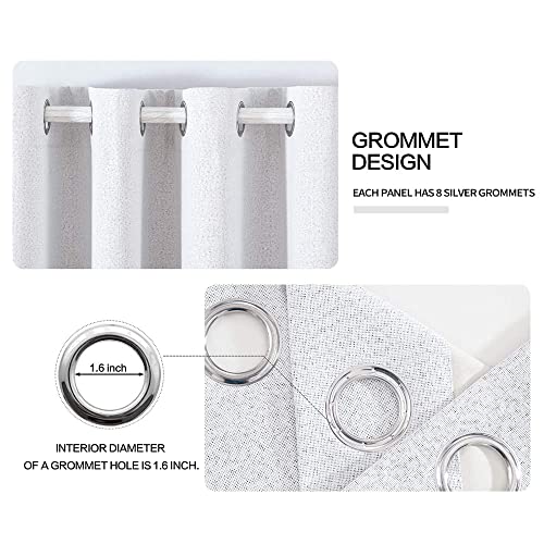 100% Blackout Linen Curtains for Bedroom 52x120 Inches Grayish White (Grayish White / 52"W x 120"L (Pack of 2))