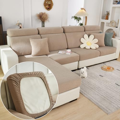Couch Cushion Covers for Sofa Couch Covers Wear (Texture-light Coffee / Medium Back Cover)