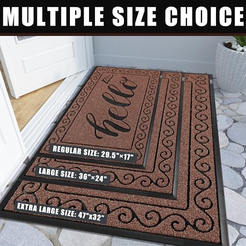 Welcome Mats for Front Door 29.5x17 (Maroon / 29.5x17 Inch)