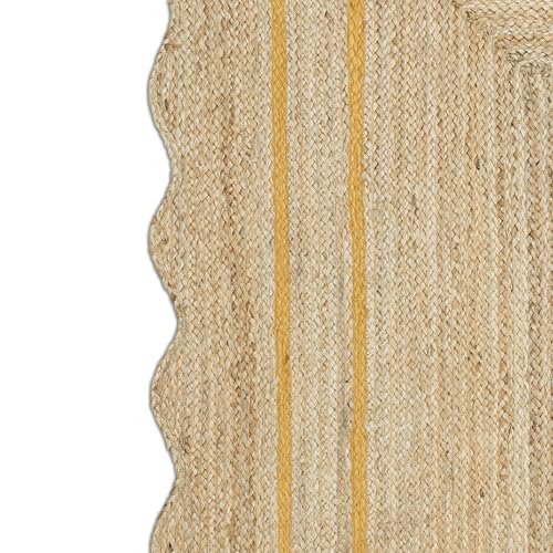 Wave Scalloped Jute Runner Handwoven Hallway Runner 2'6"x14' Yellow (2'6"x14' / Yellow)