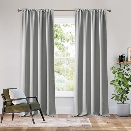 Bedroom Blackout Curtains 80 inches Long (100% Blackout - Sliver Grey / 34"W x 80"L (Pack of 2))