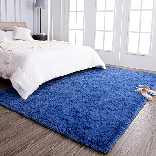Super Soft Shaggy Rugs Fluffy Carpets 8x10 Feet (8' x 10' (Rectangular) / Indigo)