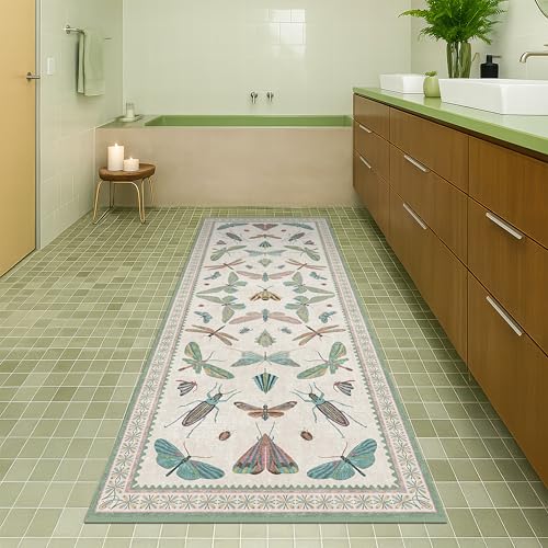 Washable Non Slip Bathroom Runner Rug 2x5 (2' x 5' (Runner) / Beige Green)