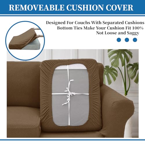 2 Piece Stretch Armchair Sofa Cover (31"-46"(1 Cushion) / Brown)