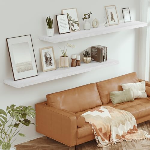 Deep Floating Shelves 72x12” Set of 1 (White / 72”wx12”dx2”h)