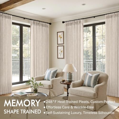 Pinch Pleated Linen Curtains 84 Inches Long 2 Panels Cream Ivory (Linen / 40"W x 84"L (Pack of 2))
