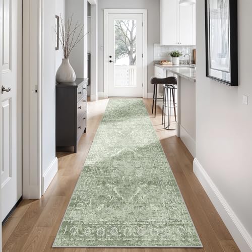2'6"x12 Washable Runner Rug (Muted Sage Green / 2'6" x 12' (Runner))