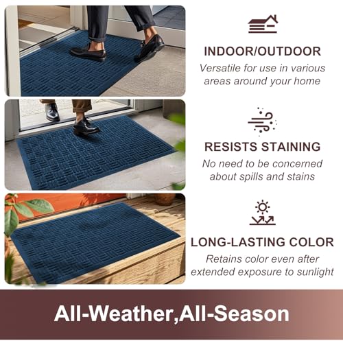Front Door Mat Outside Entrance (Blue / 3' x 5'2" (Rectangular))