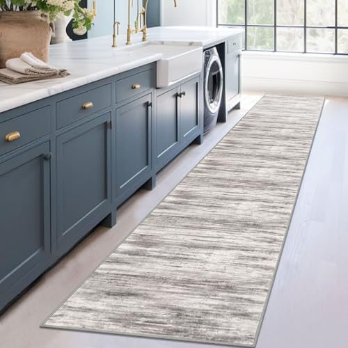 Modern Abstract Hallway Runner (Grey/Light Beige/Brown / 2' x 12' (Runner))