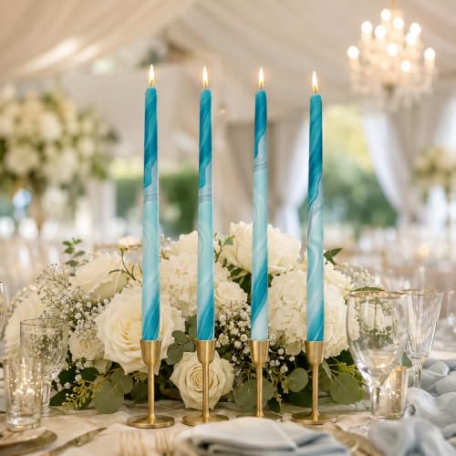 Blue Marble Taper Candles 10in (8D4T-BGLT)