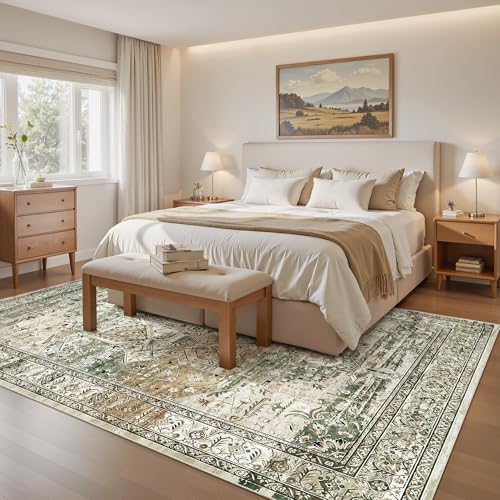 6x9 Area Rug for Living Room Washable Rugs Non (Olive Beige / 6' x 9' (Rectangular))