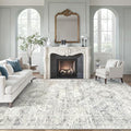 Washable Area Rug 8x10 Large Soft Living Room Rugs Blue (Blue/Ivory / 8' x 10' (Rectangular))
