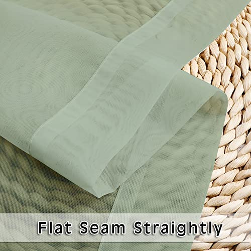 Living Room Sheer Curtains 120" Length 2 Panels Set for French Door (Sage Green / 42"W x 120"L (Pack of 2))