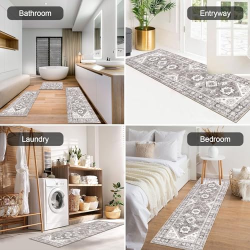 HEBE Boho Kitchen Rugs Set of 3 (Taupe Brown / 20"x32"+20"x48"+20"x59")