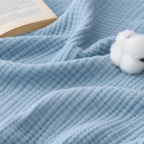 100% Cotton Muslin Blankets for Adults (07 - Blue / Throw XL (50" X 70"))