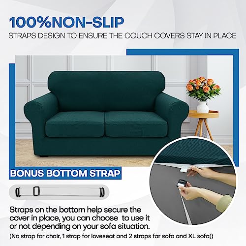 2 Piece Stretch Armchair Sofa Cover (31"-46"(1 Cushion) / Blackish Green)