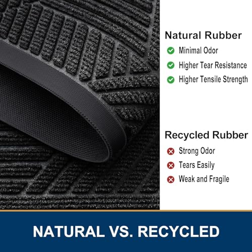 Half Circle Front Door Mat Outside Entrance (Black / 29.5" X 17")