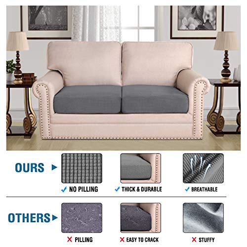High Stretch Individual Seat Cushion Covers Sofa Slipcovers Couch Cushion Covers Sofa Covers Featuring Jacquard Textured Twill Fabric (Grey)