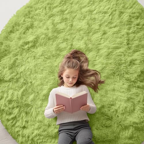 Grass Green Round Rugs for Bedroom (6 Ft Round / Grass Green)