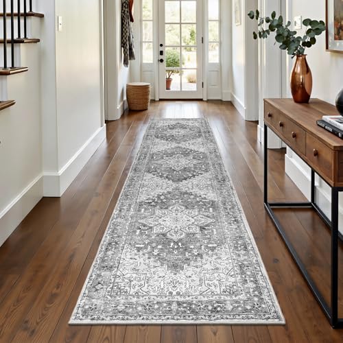 Washable Runner Rug (2' x 8' / Grey)