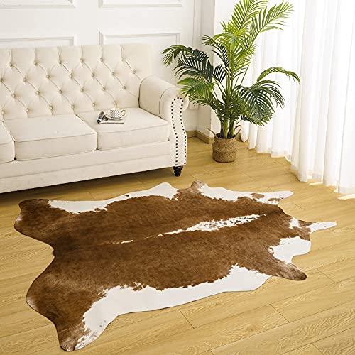 Faux Cowhide Rug (5'2" X 6'3" (Irregular) / Brown)
