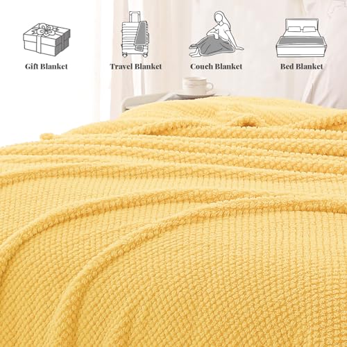 Soft Fleece Twin Size Bed Blanket (Yellow / Twin(60x80 In))
