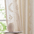 Floral Linen Curtains 96 Inch Farmhouse Back Tab 2 Panels (Ivory / 50"W x 96"L (Pack of 2))