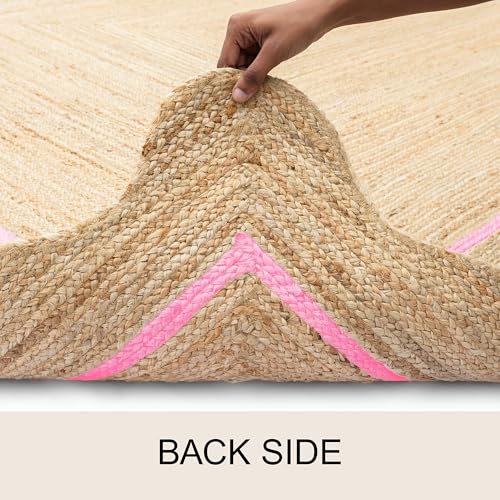 Wave Scalloped Jute Runner Handwoven Hallway Runner 2'6"x16' Light Pink (2'6"x16' / Light Pink)