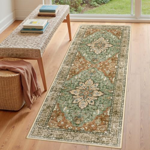Washable Area Rug (Brick/Brown/Green / 3' x 7' (Rectangular))
