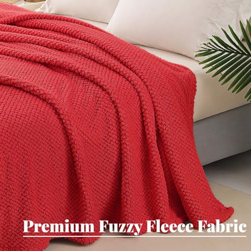 Extra Large Soft Fleece Throw Blanket for Couch (Red / Throw(50x70 In))