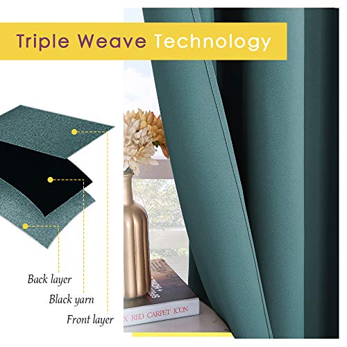 Bedroom Curtain Panels Blackout Draperies (Sea Teal / 70"W x 63"L (Pack of 2))