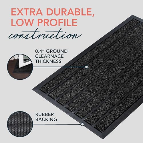 Extra Durable Door Mat Outside Entrance (32'' x 20'' (Rectangular) / Bright Black)