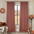 Terracotta Pinch Pleated Linen Blackout Curtains 90 Inches Long for Bedroom (Terracotta / 40"W x 90"L (Pack of 2))