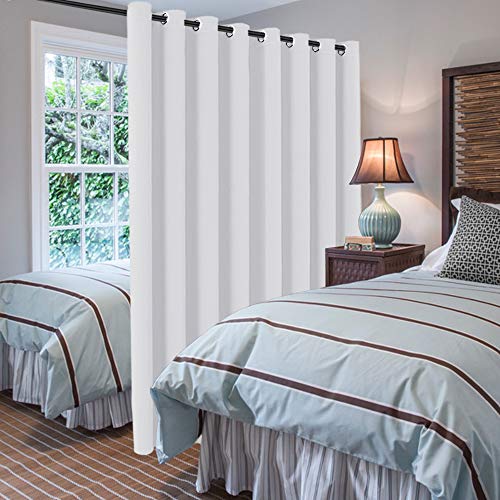 Patio White Curtains 100 x 96 Inches for Sliding Door Extral Wide Blackout Curtain Panels Thermal Insulated Room Divider (100"W x 96"L (Pack of 1) / Pure White)