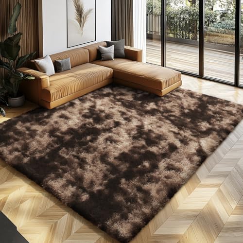 Shag Area Rugs for Bedroom Living Room (Mottling Brown / 4' x 6' (Rectangular))