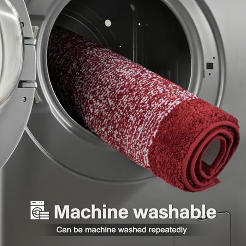 Bathroom Rugs 30x20 Non Slip Washable (Red / 1'8" x 2'6" (Rectangular))