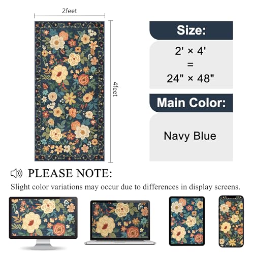 2x4 Entryway Rug (Navy Blue / 2' x 4' (Rectangular))