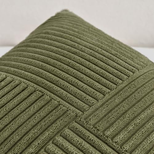2 Packs Olive Green Samll Decorative Throw Pillow Covers 14x14 Inch with for Couch Bed Sofa (Olive Green / 14" x 14" (Pack of 2))