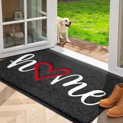 Door Mat Indoor Outdoor Welcome Mat for Entrance (Black / 1'8" x 2'8" (Rectangular))
